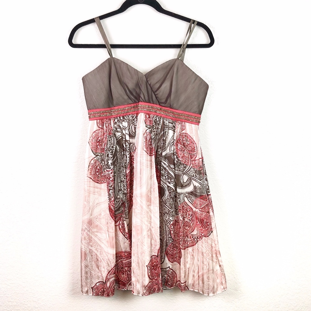 BCBGMaxazria Strapless Paisley Print Silk Dress